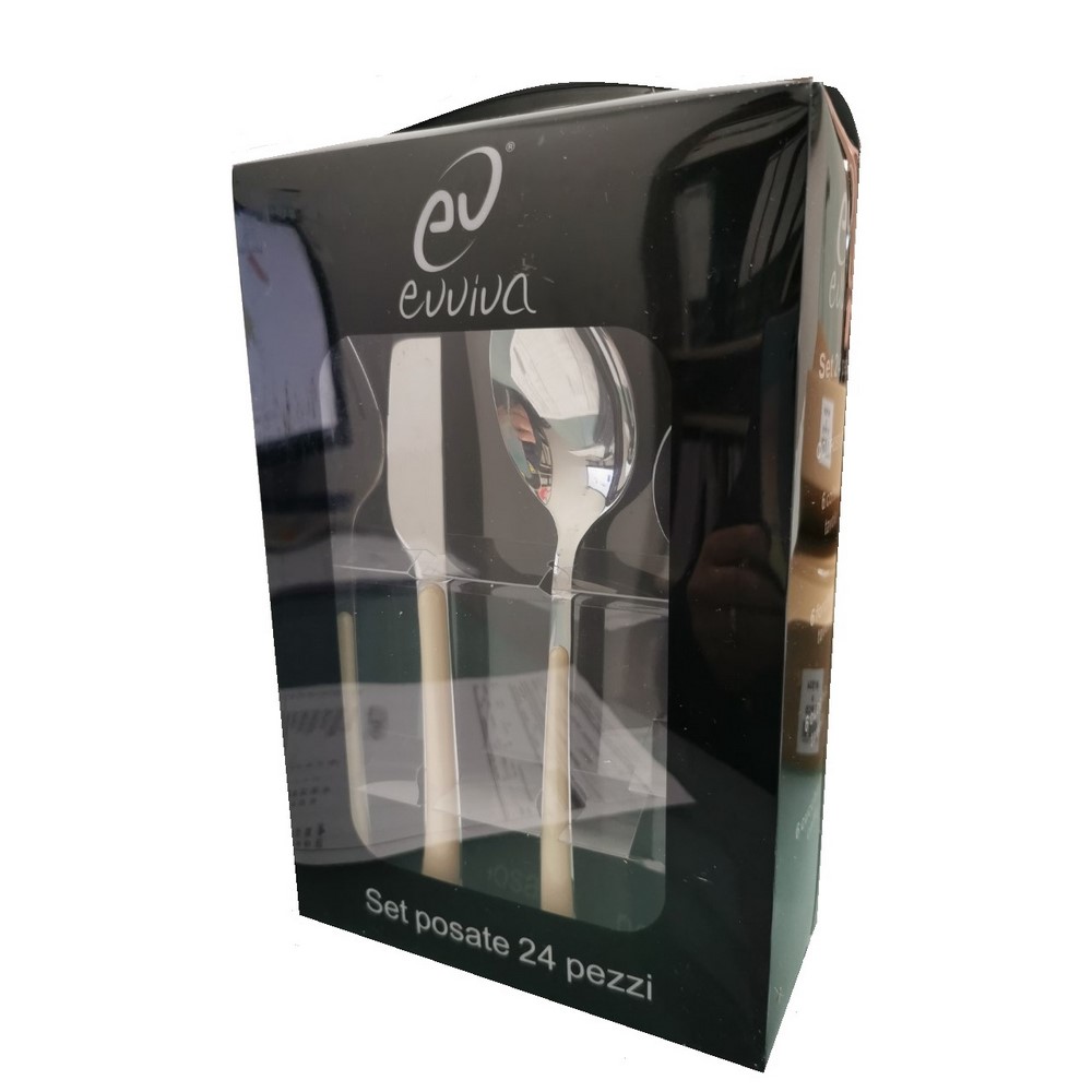 Acquista online 24-piece cutlery set Melbourne Crema 18/10 stainless steel Evviva